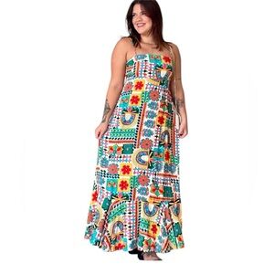 Paper Heart Anthropologie Elora Aztec Sunrise Maxi Dress, Size XS